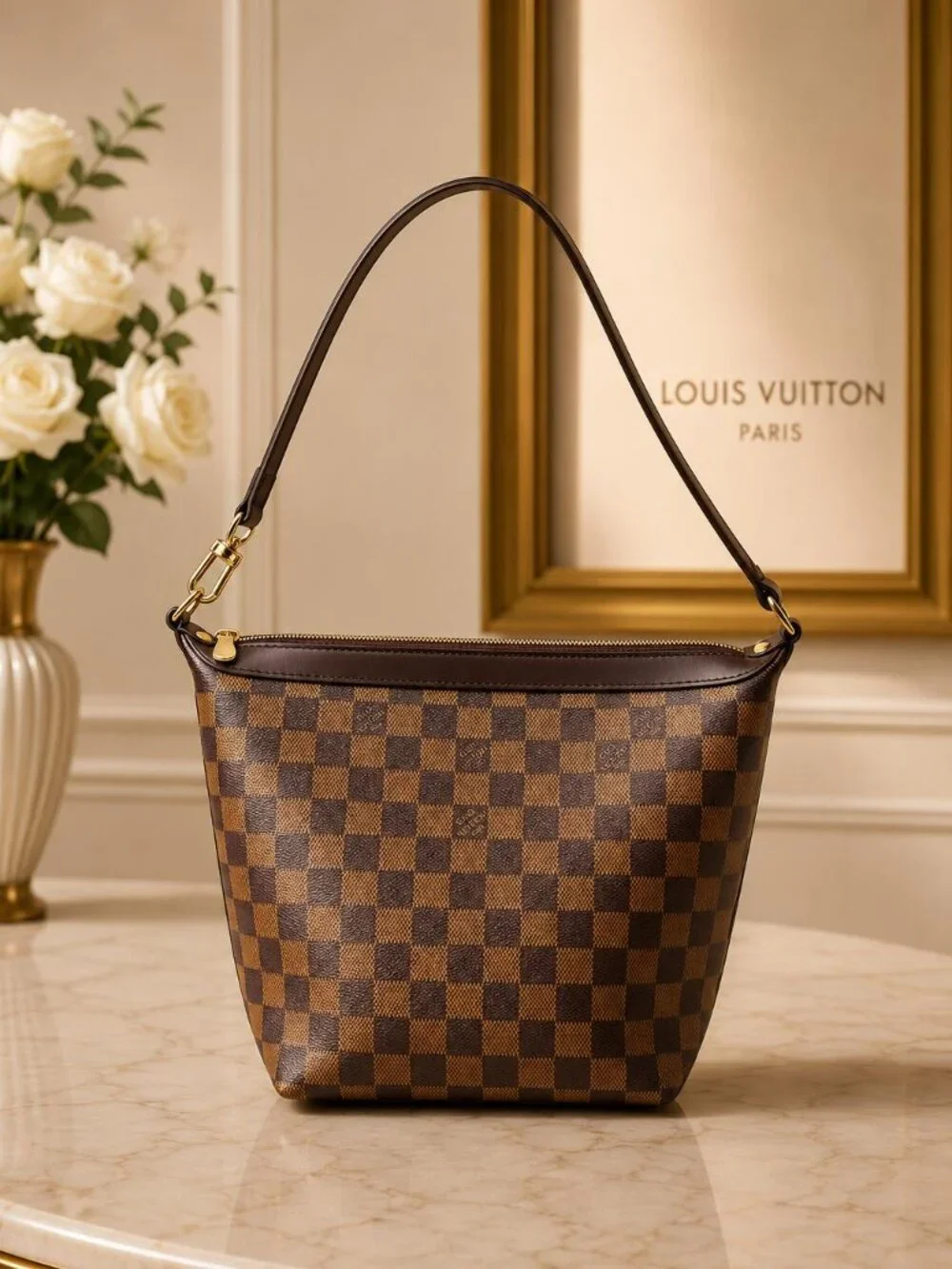 Authentic Louis Vuitton Ilovo MM Damier Ebene Shoulder Bag